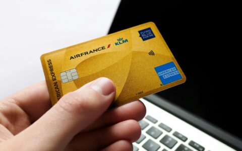 credit points card in front of computer