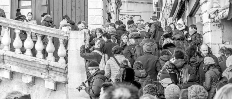 Venice, Italy Crowd along Rialto Bridge